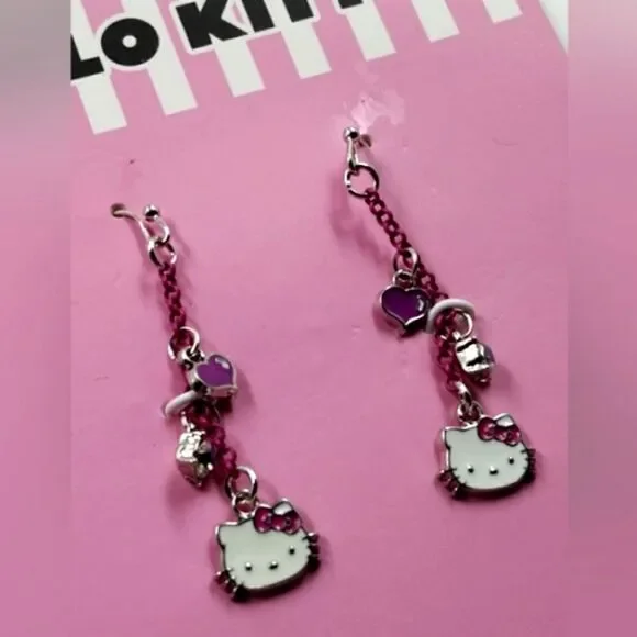 Hello Kitty Sanrio Pink Bow  Dangle Earrings Jewelry Kids Girls My Melody Cat - Picture 4 of 8